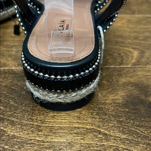 NWT, Alaia Leather Studded Espadrille Sandals - Picture 10 of 16
